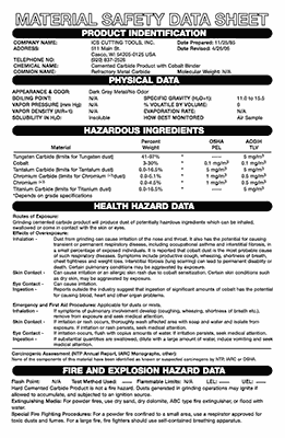 Material Safety Data Sheet