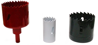 hole saws - red - white - black