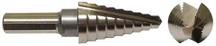 stepped cone drill - side and front view